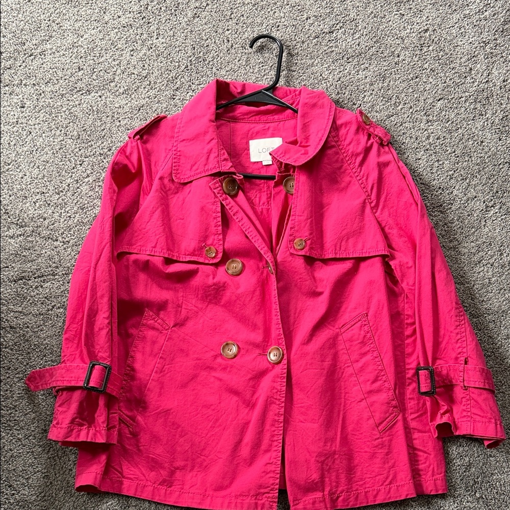 LOFT Fuchsia Double-Breasted Jacket